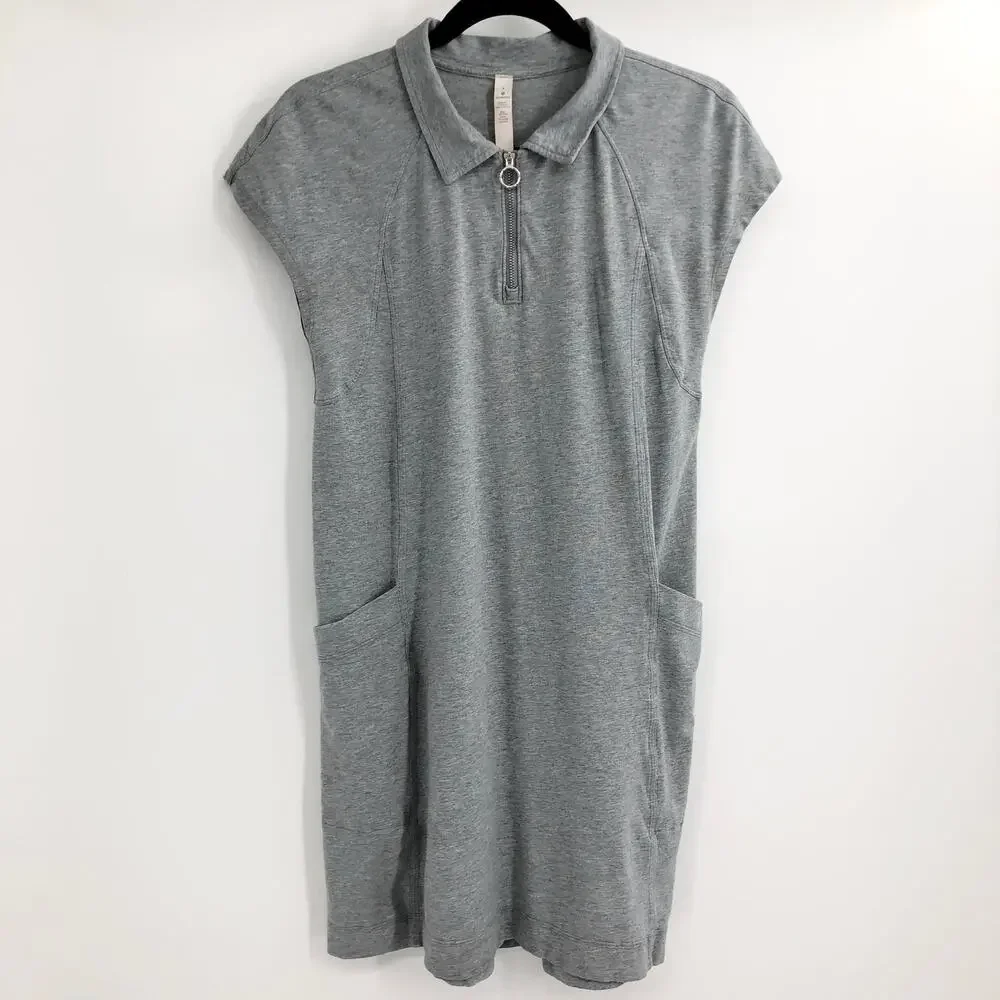Lululemon Players Pro-Form Polo Dress Gray Collared Mini Dress Side Pockets